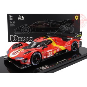 FERRARI 499P 3.0L TURBO V6 TEAM FERRARI AF CORSE N 51 WINNER 24h LE MANS 2023 GUIDI - CALADO - GIOVINAZZI CON VETRINA 1/18 BU...