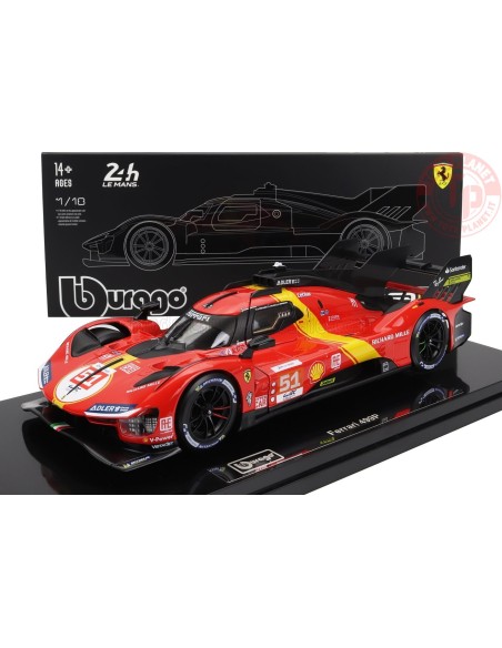 FERRARI 499P 3.0L TURBO V6 TEAM FERRARI AF CORSE N 51 WINNER 24h LE MANS 2023 GUIDI - CALADO - GIOVINAZZI CON VETRINA 1/18 BU...