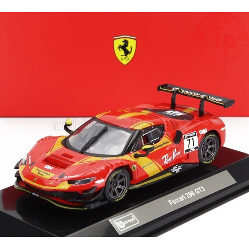 FERRARI 296 GT3 3.0L TWIN TURBO V6 N 71 RACING 2023 CON VETRINA 1/43 BU18-36313 BURAGO
