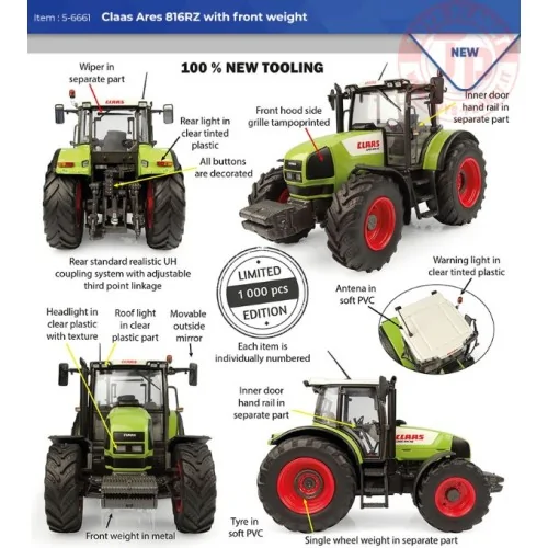 Claas Ares 816RZ con zavorra anteriore UH 6661 UNIVERSAL HOBBIES
