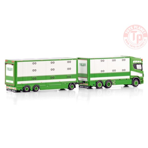 SCANIA R HIGHLINE CR20H 6X2 TAG AXLE RESIN COMBI - 6 AXLE VAN DIJK LIVESTOCK WSI 01-4094 WSI MODELS