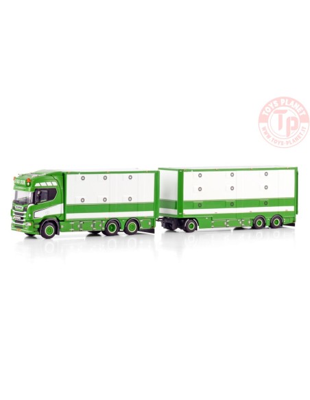 SCANIA R HIGHLINE CR20H 6X2 TAG AXLE RESIN COMBI - 6 AXLE VAN DIJK LIVESTOCK WSI 01-4094 WSI MODELS
