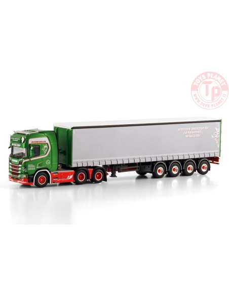 SCANIA R HIGHLINE CR20H 6X2 TAG AXLE CURTAINSIDE TRAILER - 4 AXLE Steffen Brixtofte WSI 01-4449 WSI MODELS