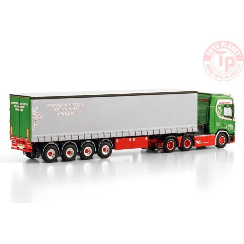 SCANIA R HIGHLINE CR20H 6X2 TAG AXLE CURTAINSIDE TRAILER - 4 AXLE Steffen Brixtofte WSI 01-4449 WSI MODELS