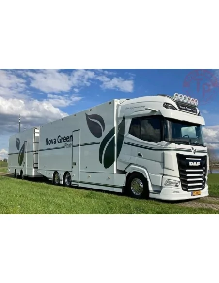 DAF XG+ RIGED REEFER TRUCK 6X2 TAG AXLE RIGED REEFER DRAWBAR CENTRE-AXLED TRAILER - 2 AXLE NOVA GREEN PLANTS BV WSI 01-4409 W...