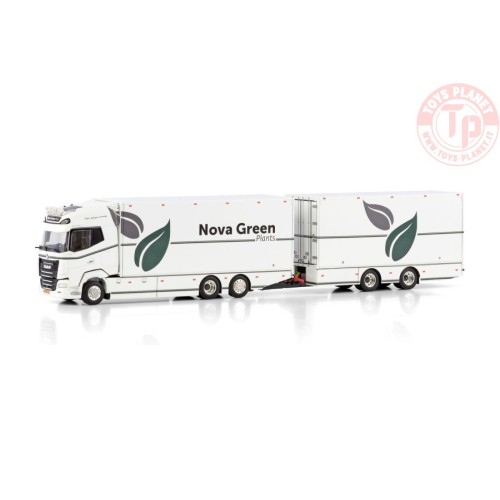 DAF XG+ RIGED REEFER TRUCK 6X2 TAG AXLE RIGED REEFER DRAWBAR CENTRE-AXLED TRAILER - 2 AXLE NOVA GREEN PLANTS BV WSI 01-4409 W...