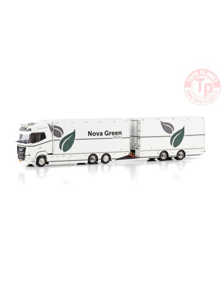 DAF XG+ RIGED REEFER TRUCK 6X2 TAG AXLE RIGED REEFER DRAWBAR CENTRE-AXLED TRAILER - 2 AXLE NOVA GREEN PLANTS BV WSI 01-4409 W...