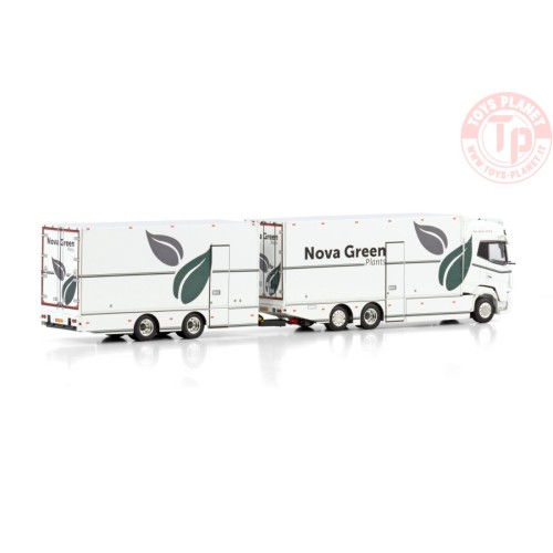 DAF XG+ RIGED REEFER TRUCK 6X2 TAG AXLE RIGED REEFER DRAWBAR CENTRE-AXLED TRAILER - 2 AXLE NOVA GREEN PLANTS BV WSI 01-4409 W...