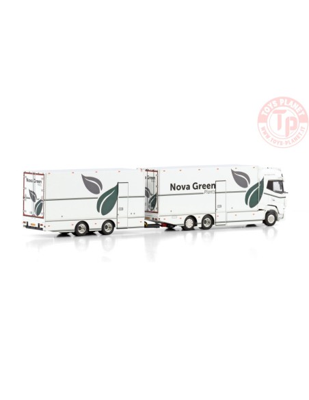 DAF XG+ RIGED REEFER TRUCK 6X2 TAG AXLE RIGED REEFER DRAWBAR CENTRE-AXLED TRAILER - 2 AXLE NOVA GREEN PLANTS BV WSI 01-4409 W...