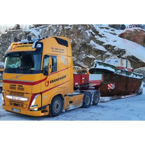 VOLVO FH5 GLOBETROTTER XL 6X2 TAG AXLE EURO PX LOW LOADER - 3 AXLE KRANRINGEN WSI 01-4529 WSI MODELS