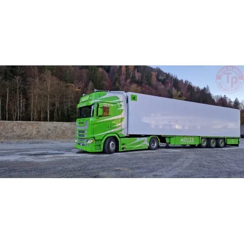 Scania Next Gen 540S-V8 Highline met 3-assige koeloplegger Müller - Italian style TEKNO 84747 TEKNO