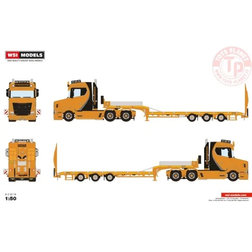 VLASTUIN TORPEDO 6X2 TAG AXLE SEMI LOW LOADER - 3 AXLE KROMMENHOEK WSI 01-4224 WSI MODELS