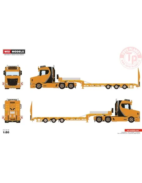 VLASTUIN TORPEDO 6X2 TAG AXLE SEMI LOW LOADER - 3 AXLE KROMMENHOEK WSI 01-4224 WSI MODELS