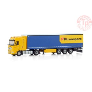 DAF XG 4X2 CURTAINSIDE TRAILER - 3 AXLE PV TRANSPORT WSI 01-4534 WSI MODELS