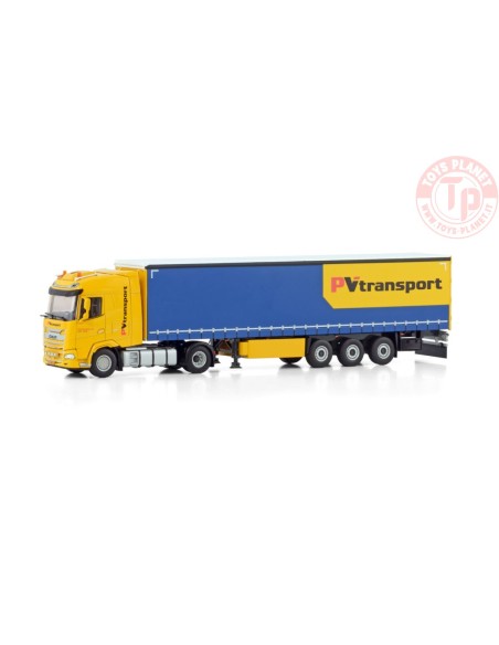 DAF XG 4X2 CURTAINSIDE TRAILER - 3 AXLE PV TRANSPORT WSI 01-4534 WSI MODELS
