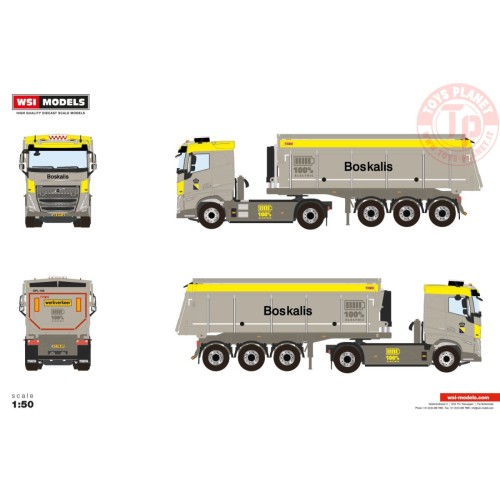 VOLVO FH5 SLEEPER CAB ELECTRIC 4X2 NON STEERING TIPPER TRAILER - 3 AXLE Boskalis WSI 01-4510 WSI MODELS