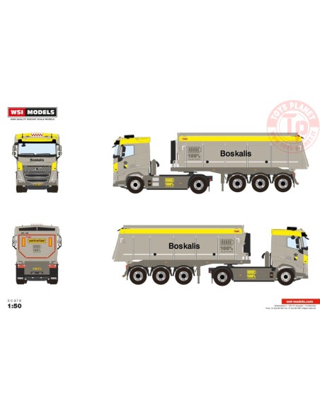VOLVO FH5 SLEEPER CAB ELECTRIC 4X2 NON STEERING TIPPER TRAILER - 3 AXLE Boskalis WSI 01-4510 WSI MODELS VOLVO FH5 SLEEPER CAB ELECTRIC 4X2 NON STEERING TIPPER TRAILER - 3 AXLE Boskalis WSI 01-4510 WSI MODELS