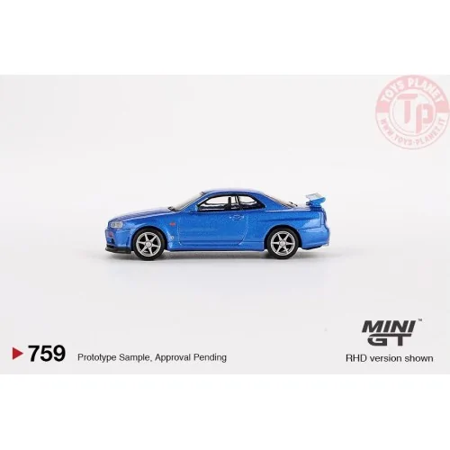 NISSAN SKYLINE GT-R (R34) VSPEC BAYSIDE BLUE 1999 1:64 MGT00759-R Mini Gt