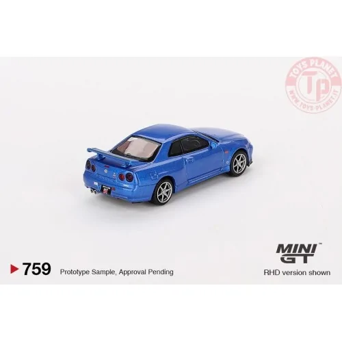 NISSAN SKYLINE GT-R (R34) VSPEC BAYSIDE BLUE 1999 1:64 MGT00759-R Mini Gt