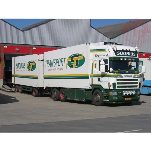 SCANIA R4 TOPLINE RIGED REEFER TRUCK 6X2 TAG AXLE RIGED REEFER DRAWBAR TURNTABLE TRAILER - 6 AXLE SOONIUS WSI 01-4604 WSI MODELS