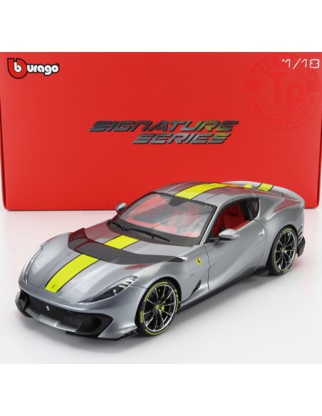 FERRARI 812 COMPETIZIONE 2021 GRIGIO COBURN YELLOW GREY MET 1/18 BU18-01647 BURAGO