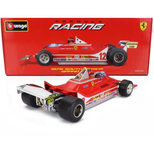 FERRARI F1 312T4 N 12 WINNER SOUTH AFRICA GP KYALAMI (WITH PILOT) 1979 GILLES VILLENEUVE 1/18 BU18-16814 BURAGO