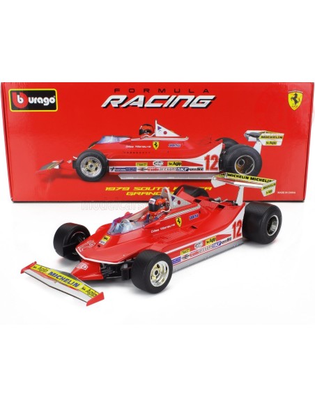 FERRARI F1 312T4 N 12 WINNER SOUTH AFRICA GP KYALAMI (WITH PILOT) 1979 GILLES VILLENEUVE 1/18 BU18-16814 BURAGO