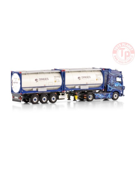 VOLVO FH5 GLOBETROTTER XL 4X2 FLEX CONTAINER TRAILER - 3 AXLE + 2X 20FT TANK CONTAINER - INGO DINGES WSI 01-4424 WSI MODELS VOLVO FH5 GLOBETROTTER XL 4X2 FLEX CONTAINER TRAILER - 3 AXLE + 2X 20FT TANK CONTAINER - INGO DINGES WSI 01-4424 WSI MODELS