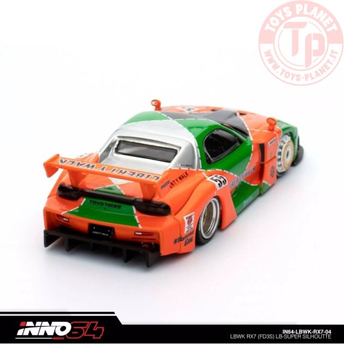lbwk mazda rx7 (fd3s) lb super silhouette, green/orange 1/64 in64LBWK-RX7-04 INNO MODELS