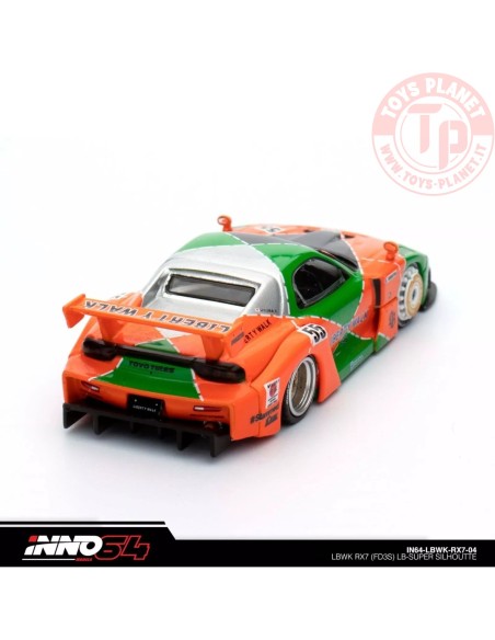 lbwk mazda rx7 (fd3s) lb super silhouette, green/orange 1/64 in64LBWK-RX7-04 INNO MODELS
