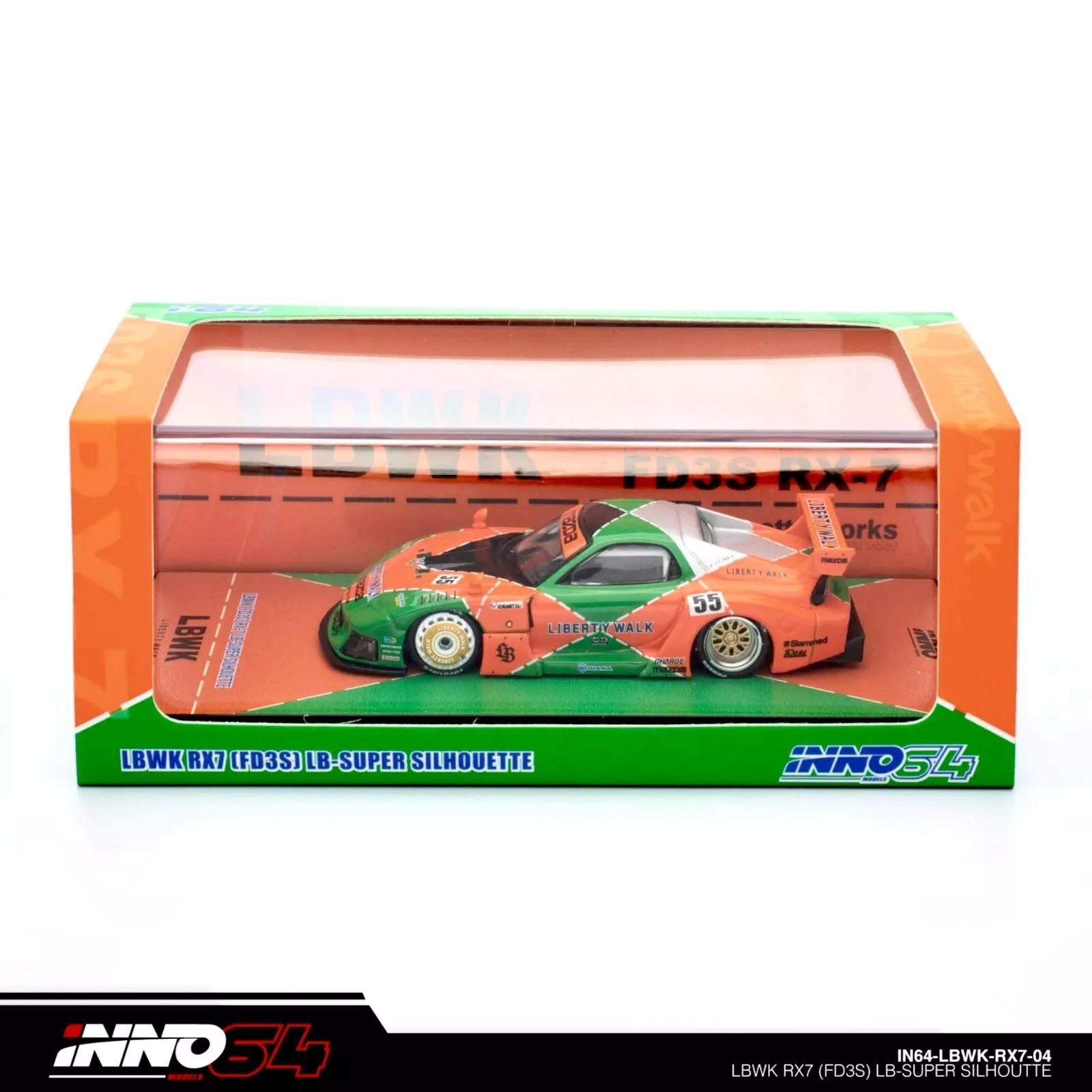 in64LBWK-RX7-04 lbwk mazda rx7 (fd3s) lb super silhouette, green/or...