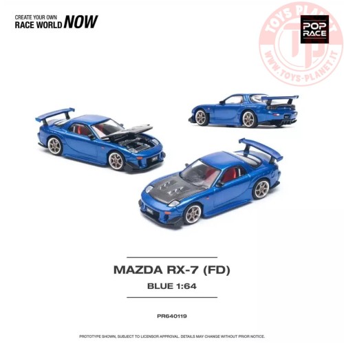 Mazda RX7 RE Amemiya Blue 1/64 PR6400119 POP RACE