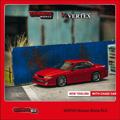 Vertex Nissan Silvia S13 rosso 1/64 T64G-025-RE TARMAC WORKS