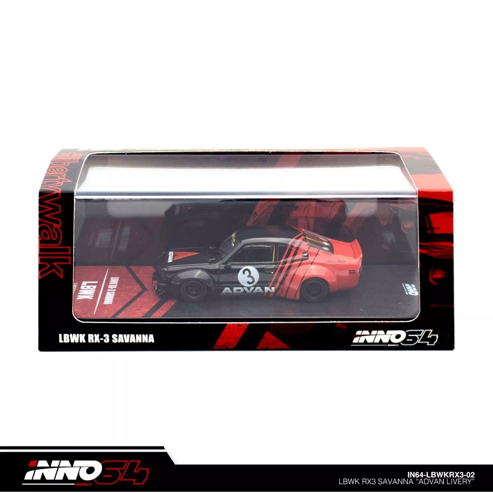IN64-LBWKRX3-02 LBWK Mazda RX3 Savanna Advan 1/64 INNO MODELS