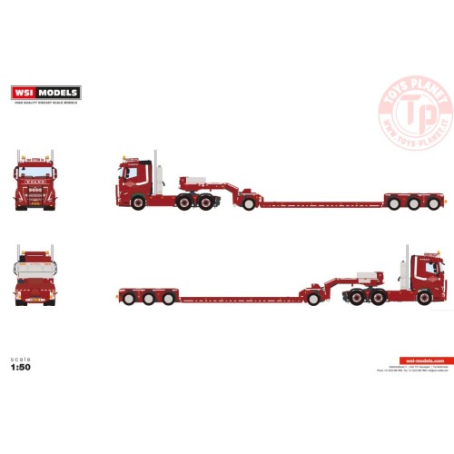 VOLVO FH5 SLEEPER CAB 6X4 DIEPLADER MET 1 AS DOLLY - 4 ASSEN Loonbedrijf van Etten WSI 01-4743 WSI MODELS