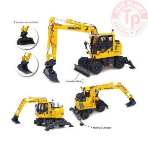 Komatsu PW148-10 escavatore gommato con benna standard e oscillante UH 8083 UNIVERSAL HOBBIES