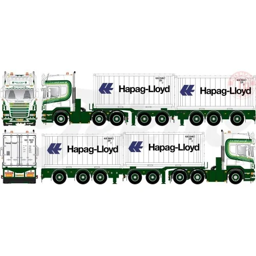Scania R500 Topline met 5-assige D-tec oplegger met 2x20ft. reefer container Patrick v.d. Hoeven TEKNO 85208 TEKNO