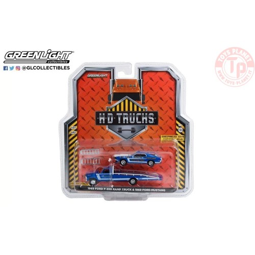 969 FORD F-350 RAMP TRUCK 1969 FORD MUSTANG 1/64 GREENLIGHT 33240A GREENLIGHT