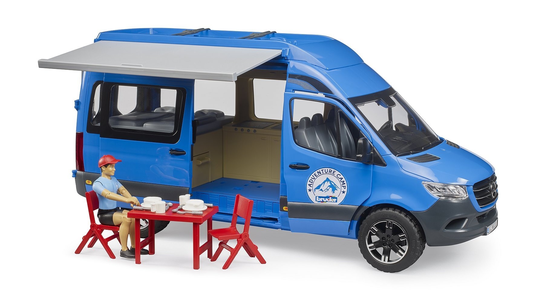 Bruder 02684 MB Sprinter Camper avec chauffeur et accessoire