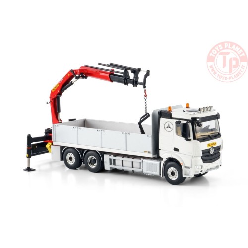 MERCEDES-BENZ ACTROS MP5 2.300MM CLASSIC SPACE RIGED FLATBED TRUCK 6X2 TAG AXLE WITH PALFINGER PK 19.001 SLD 5 1:50 WSI 04-22...