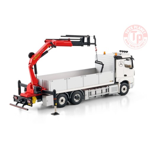 MERCEDES-BENZ ACTROS MP5 2.300MM CLASSIC SPACE RIGED FLATBED TRUCK 6X2 TAG AXLE WITH PALFINGER PK 19.001 SLD 5 1:50 WSI 04-22...