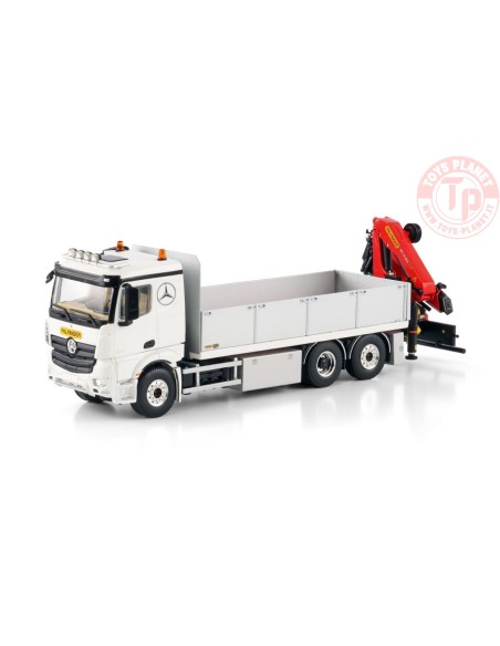 MERCEDES-BENZ ACTROS MP5 2.300MM CLASSIC SPACE RIGED FLATBED TRUCK 6X2 TAG AXLE WITH PALFINGER PK 19.001 SLD 5 1:50 WSI 04-22...