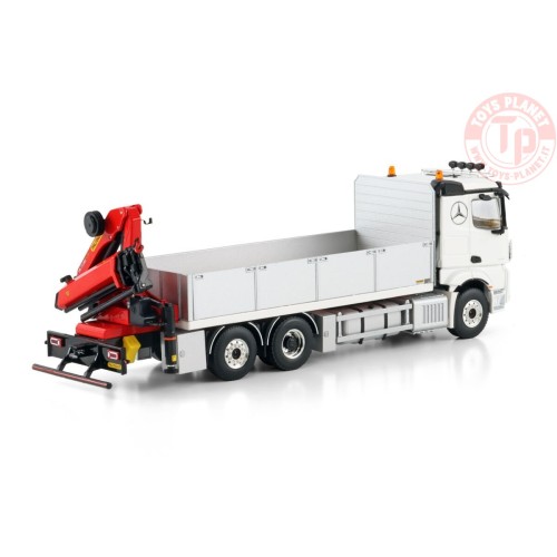 MERCEDES-BENZ ACTROS MP5 2.300MM CLASSIC SPACE RIGED FLATBED TRUCK 6X2 TAG AXLE WITH PALFINGER PK 19.001 SLD 5 1:50 WSI 04-22...