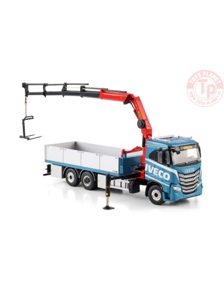 IVECO S-WAY AS LOW RIGED FLATBED TRUCK 6X2 TAG AXLE WITH PALFINGER PK 24.001 SLD 5 1:50 WSI 04-2214 WSI MODELS