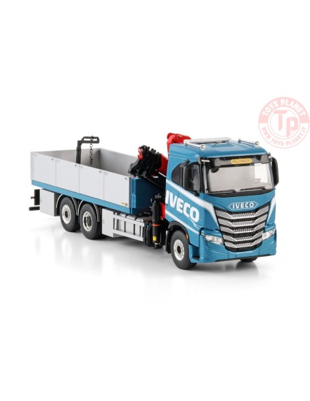 IVECO S-WAY AS LOW RIGED FLATBED TRUCK 6X2 TAG AXLE WITH PALFINGER PK 24.001 SLD 5 1:50 WSI 04-2214 WSI MODELS