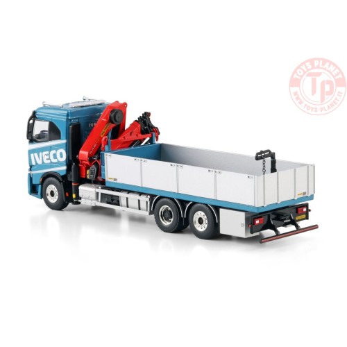 IVECO S-WAY AS LOW RIGED FLATBED TRUCK 6X2 TAG AXLE WITH PALFINGER PK 24.001 SLD 5 1:50 WSI 04-2214 WSI MODELS