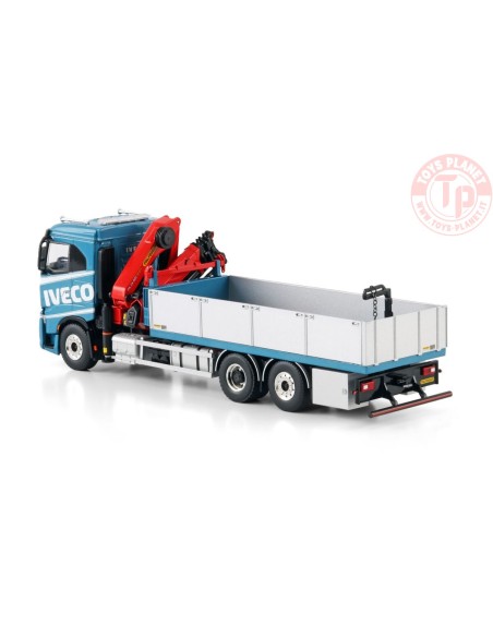 IVECO S-WAY AS LOW RIGED FLATBED TRUCK 6X2 TAG AXLE WITH PALFINGER PK 24.001 SLD 5 1:50 WSI 04-2214 WSI MODELS