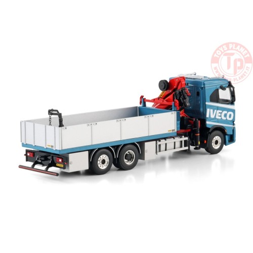 IVECO S-WAY AS LOW RIGED FLATBED TRUCK 6X2 TAG AXLE WITH PALFINGER PK 24.001 SLD 5 1:50 WSI 04-2214 WSI MODELS
