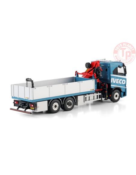 IVECO S-WAY AS LOW RIGED FLATBED TRUCK 6X2 TAG AXLE WITH PALFINGER PK 24.001 SLD 5 1:50 WSI 04-2214 WSI MODELS