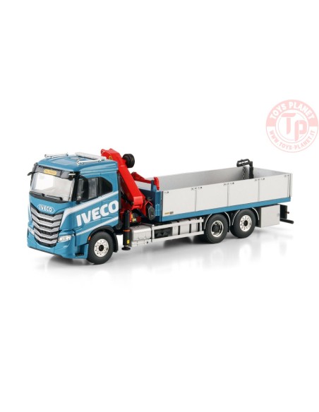 IVECO S-WAY AS LOW RIGED FLATBED TRUCK 6X2 TAG AXLE WITH PALFINGER PK 24.001 SLD 5 1:50 WSI 04-2214 WSI MODELS